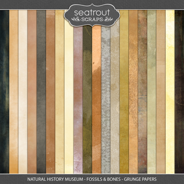 Natural History Museum - Fossils & Bones - Grunge Papers Digital Art - Digital Scrapbooking Kits