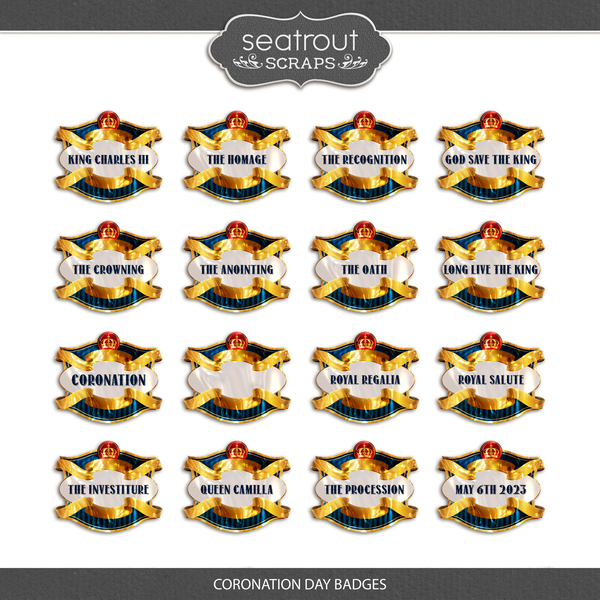 Coronation Day Badges Digital Art - Digital Scrapbooking Kits