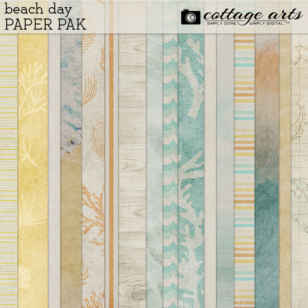 Beach Day Paper Pak Digital Art - Digital Scrapbooking Kits