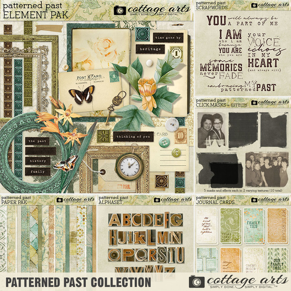 Patterned Past Collection Digital Art - Digital Scrapbooking Kits