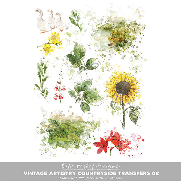 Vintage Artistry Countryside Transfers 02 Digital Art - Digital Scrapbooking Kits