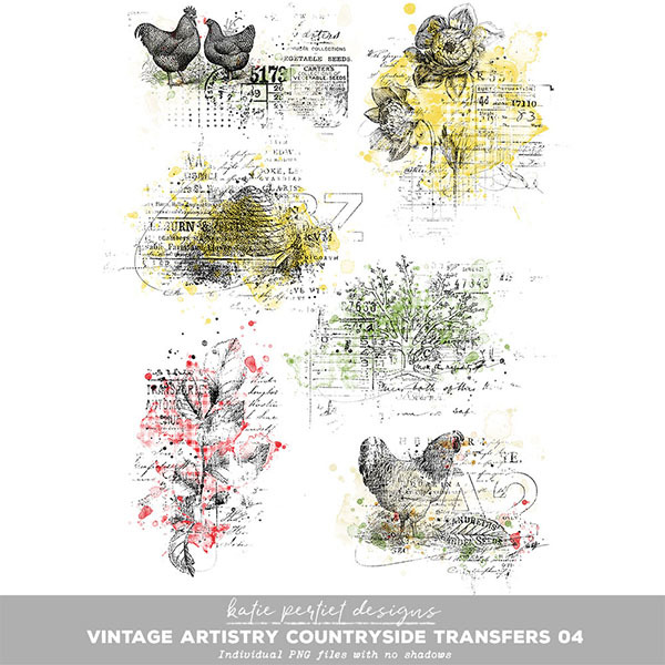 Vintage Artistry Countryside Transfers 04 Digital Art - Digital Scrapbooking Kits