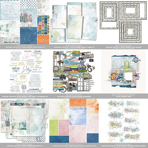 Vintage Artistry Everywhere Scrapbook Bundle 01 Digital Art - Digital Scrapbooking Kits