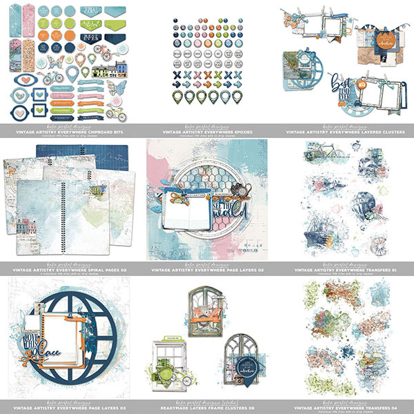 Vintage Artistry Everywhere Scrapbook Bundle 03 Digital Art - Digital Scrapbooking Kits