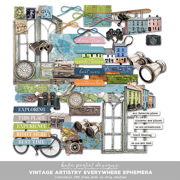 Vintage Artistry Everywhere Ephemera Digital Art - Digital Scrapbooking Kits