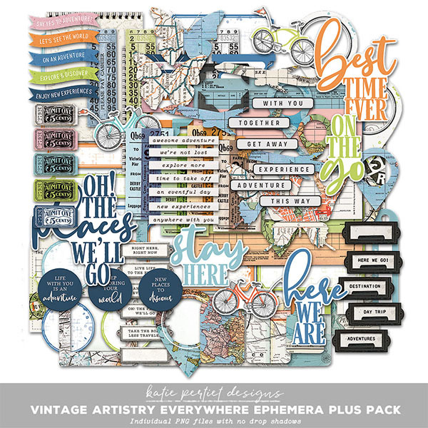 Vintage Artistry Everywhere Ephemera Plus Pack Digital Art - Digital Scrapbooking Kits