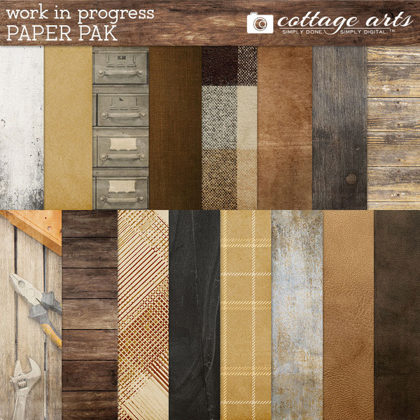 Work in Progress Paper Pak Digital Art - Digital Scrapbooking Kits