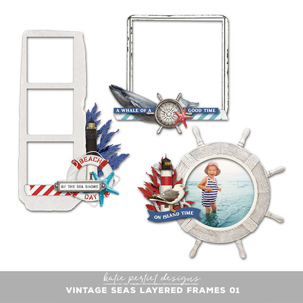 Vintage Seas Layered Frames 01 Digital Art - Digital Scrapbooking Kits