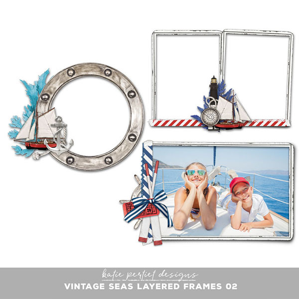 Vintage Seas Layered Frames 02 Digital Art - Digital Scrapbooking Kits