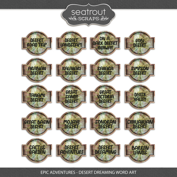 Epic Adventures - Desert Dreaming Word Art Digital Art - Digital Scrapbooking Kits