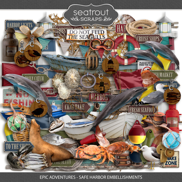 Epic Adventures - Safe Harbor Embellishments Digital Art - Digital Scrapbooking Kits
