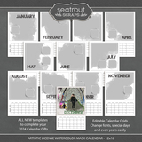 Artistic License Watercolor Mask Calendar - 12x18