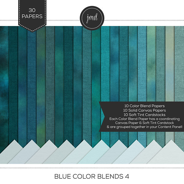 Blue Color Blends 4 Digital Art - Digital Scrapbooking Kits
