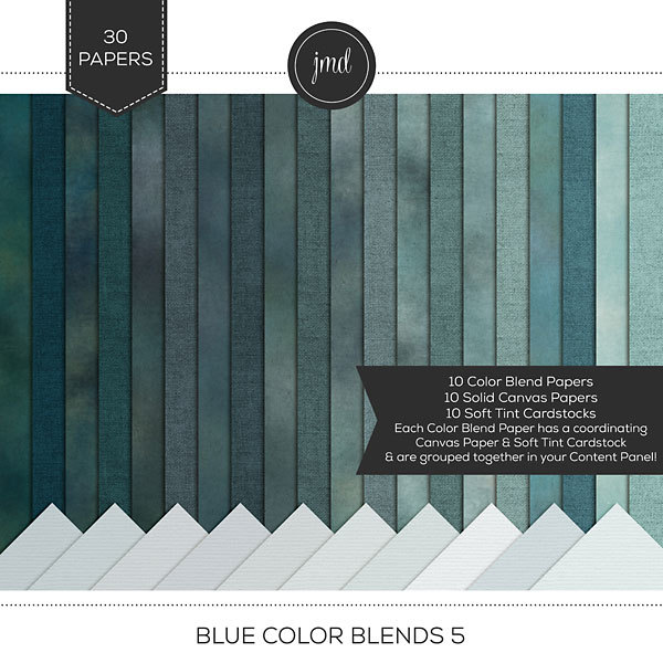Blue Color Blends 5 Digital Art - Digital Scrapbooking Kits