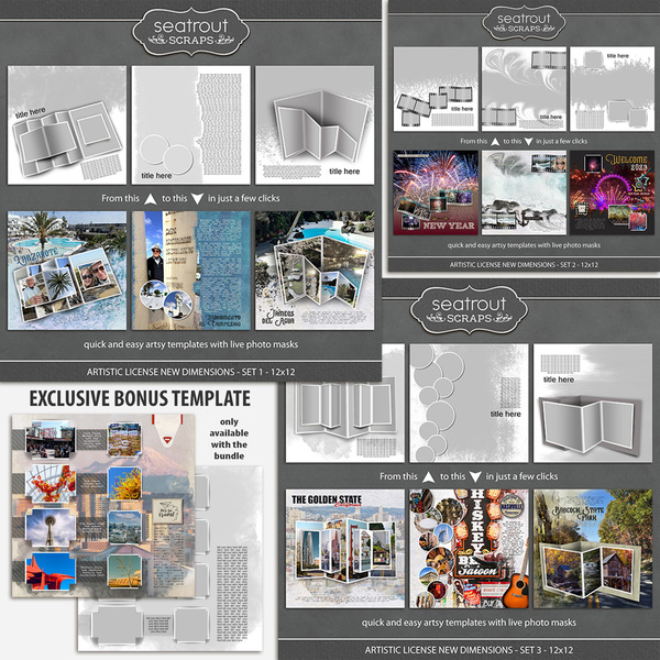 Artistic License New Dimensions Part 1 - 12x12 Digital Art - Digital Scrapbooking Kits