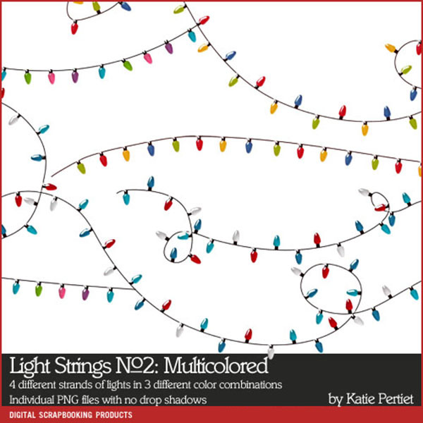 Light Strings 02 Multicolored Digital Art - Digital Scrapbooking Kits