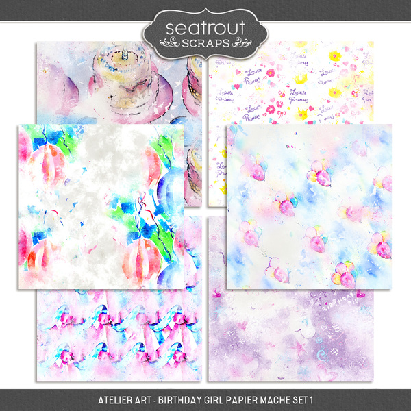 Atelier Art - Birthday Girl Papier Mache 1 Digital Art - Digital Scrapbooking Kits