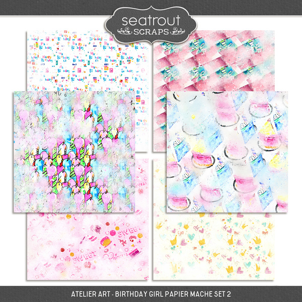 Atelier Art - Birthday Girl Papier Mache 2 Digital Art - Digital Scrapbooking Kits