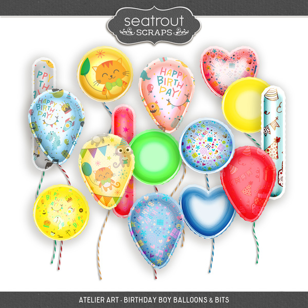 Atelier Art - Birthday Boy Balloons and Bits | Digital Art