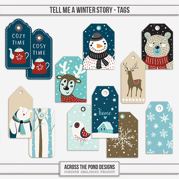 Tell Me A Winter Story - Tags Digital Art - Digital Scrapbooking Kits