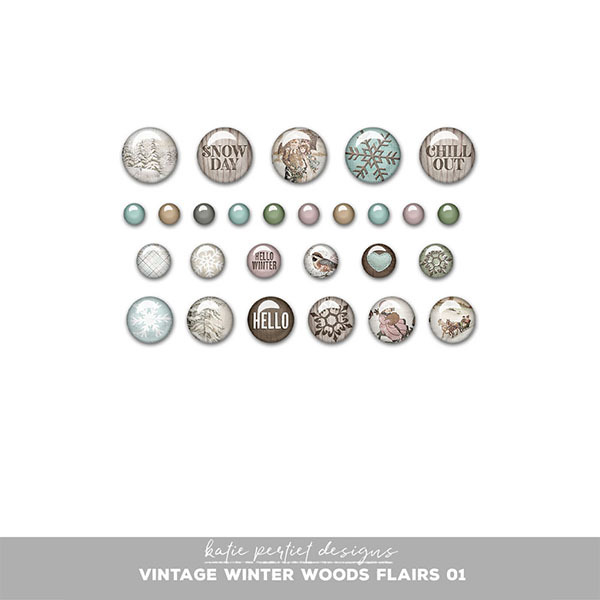 Vintage Winter Woods Flairs 01 Digital Art - Digital Scrapbooking Kits