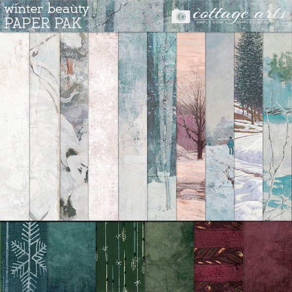 Winter Beauty Paper Pak Digital Art - Digital Scrapbooking Kits