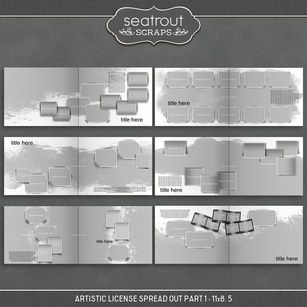 Artistic License Spread Out Part 1 - 11x8.5 Digital Art - Digital Scrapbooking Kits