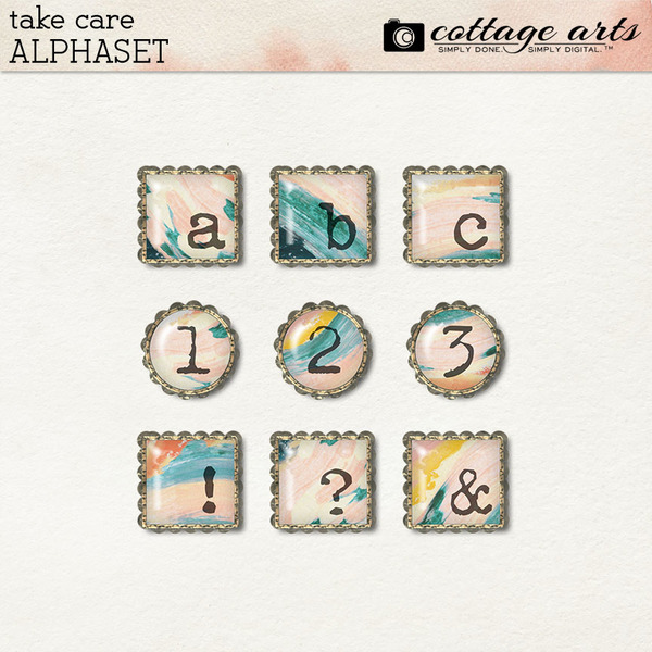 Take Care Add-on AlphaSet Digital Art - Digital Scrapbooking Kits