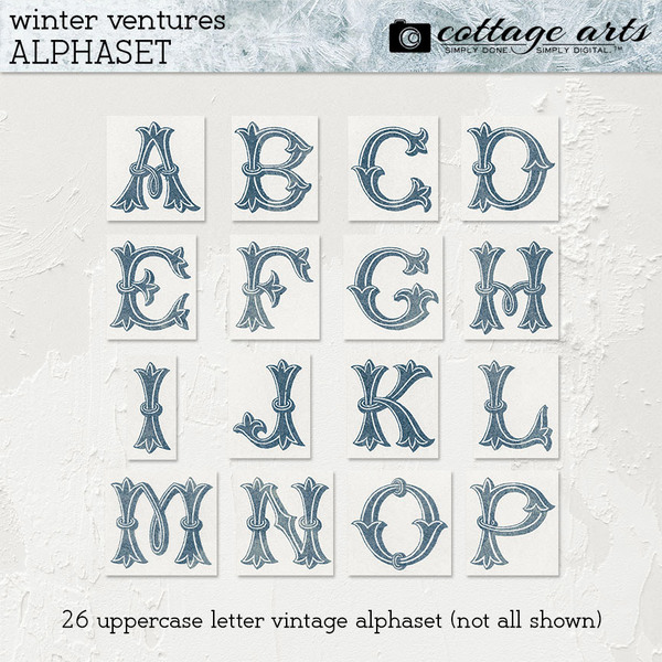 Winter Ventures AlphaSet Digital Art - Digital Scrapbooking Kits