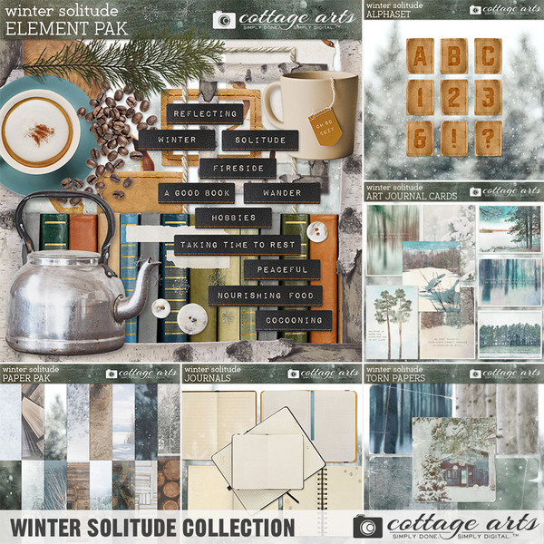 Winter Solitude Collection Digital Art - Digital Scrapbooking Kits