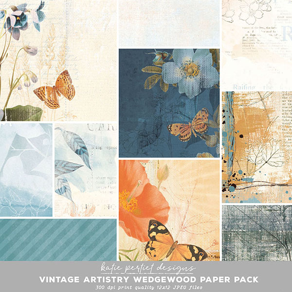 Vintage Artistry Wedgewood Paper Pack Digital Art - Digital Scrapbooking Kits