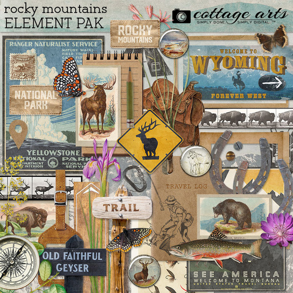Rocky Mountains Element Pak Digital Art - Digital Scrapbooking Kits