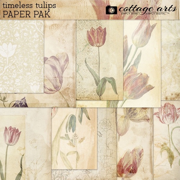 Timeless Tulips Paper Pak Digital Art - Digital Scrapbooking Kits