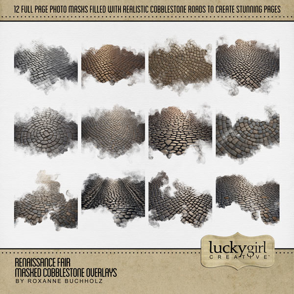 Renaissance Fair Masked Cobblestone Overlays Digital Art - Digital Scrapbooking Kits