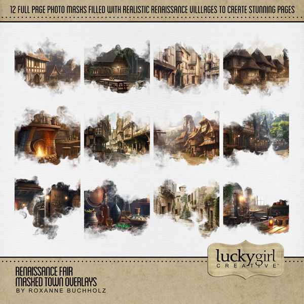 Renaissance Fair Masked Town Overlays Digital Art - Digital Scrapbooking Kits