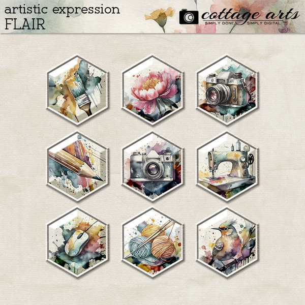 Artistic Expression Flair Digital Art - Digital Scrapbooking Kits