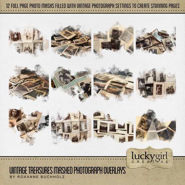Vintage Treasures Masked Photograph Overlays Digital Art - Digital Scrapbooking Kits