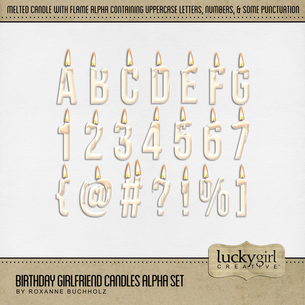Birthday Girlfriend Candles Alpha Set Digital Art - Digital Scrapbooking Kits