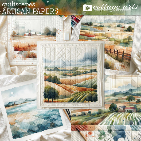QuiltScapes Artisan Papers Digital Art - Digital Scrapbooking Kits