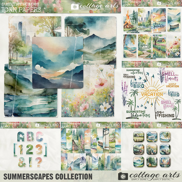 SummerScapes Collection Digital Art - Digital Scrapbooking Kits