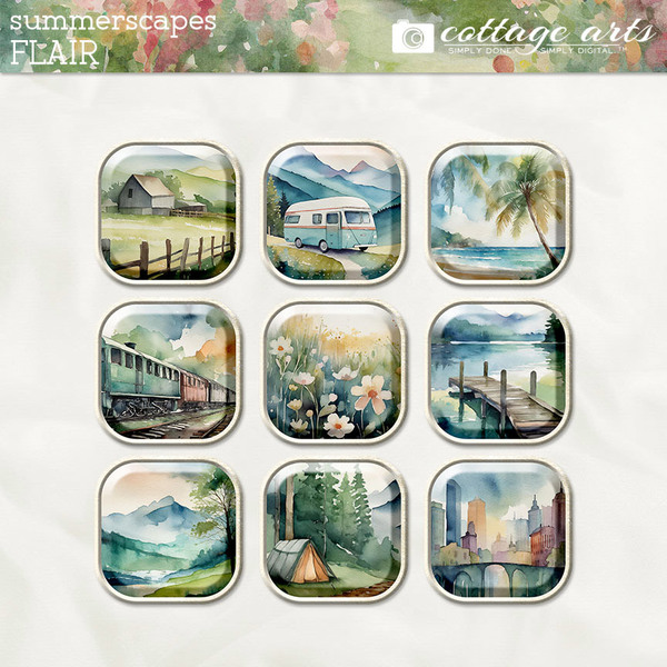 SummerScapes Flair Digital Art - Digital Scrapbooking Kits