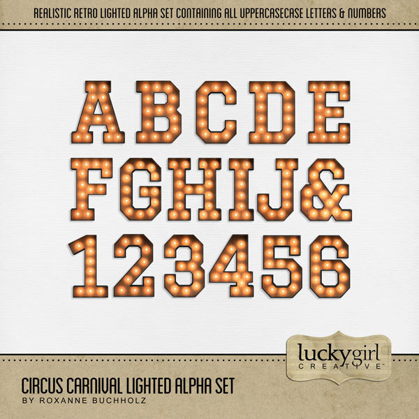 Circus Carnival Lighted Alpha Set Digital Art - Digital Scrapbooking Kits