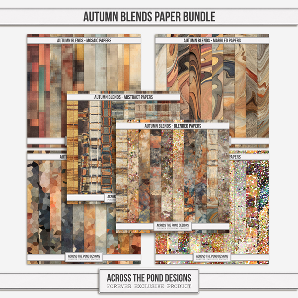 Autumn Blends Paper Bundle Digital Art - Digital Scrapbooking Kits