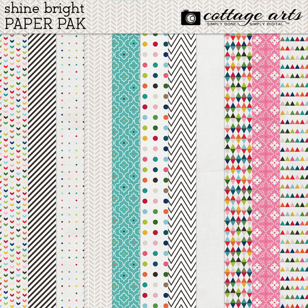 Shine Bright Paper Pak Digital Art - Digital Scrapbooking Kits