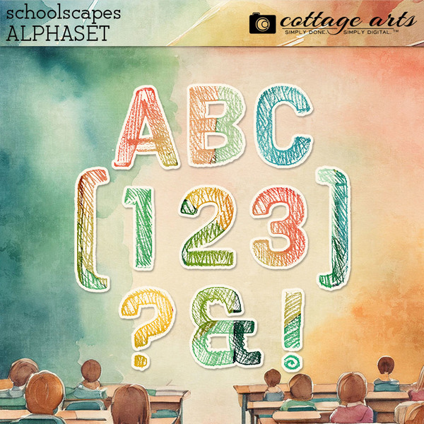 SchoolScapes AlphaSet Digital Art - Digital Scrapbooking Kits