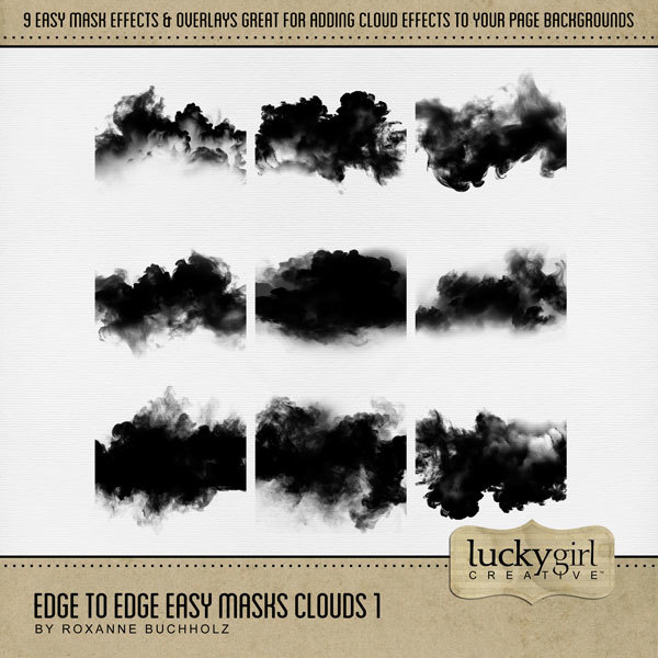 Edge to Edge Easy Masks Clouds 1 Digital Art - Digital Scrapbooking Kits