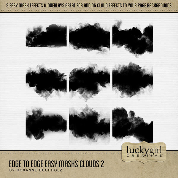Edge to Edge Easy Masks Clouds 2 Digital Art - Digital Scrapbooking Kits