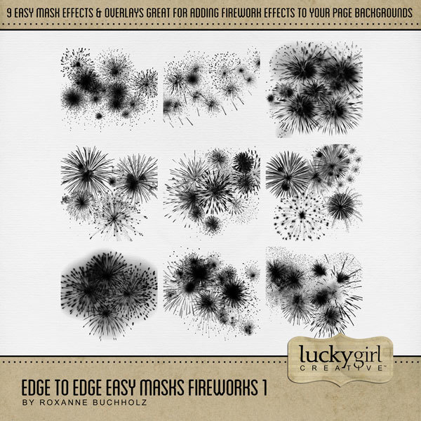Edge to Edge Easy Masks Fireworks 1 Digital Art - Digital Scrapbooking Kits