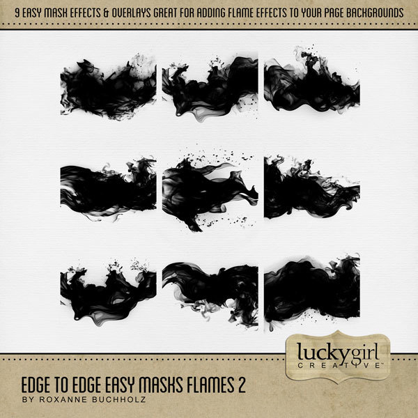 Edge to Edge Easy Masks Flames 2 Digital Art - Digital Scrapbooking Kits