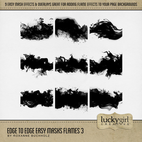 Edge to Edge Easy Masks Flames 3 Digital Art - Digital Scrapbooking Kits